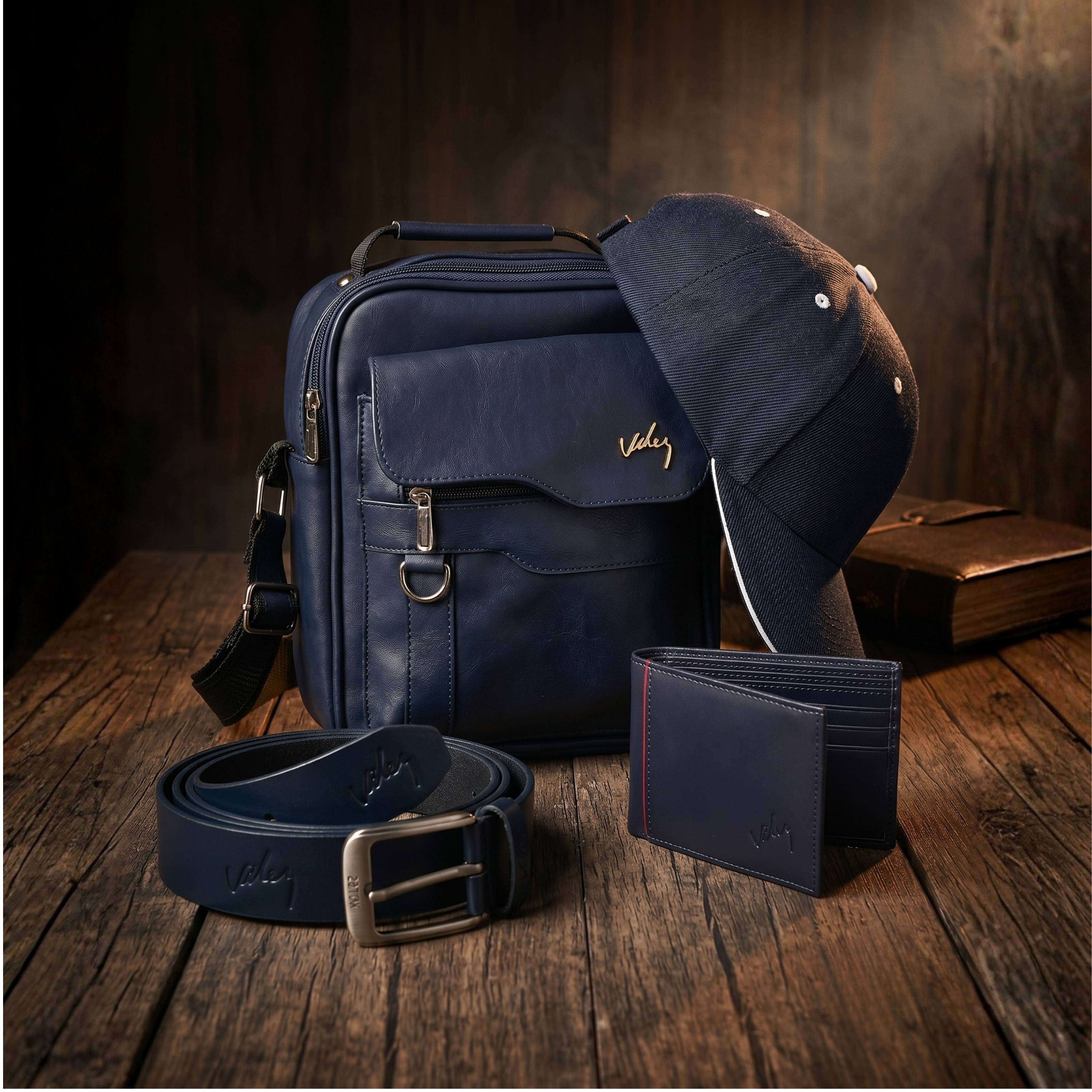Combo Caballero Premium — Bolso Carriel + Gorra + Cinturón + Billetera