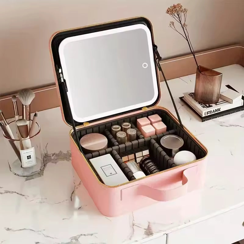 Combo Cosmetiquera con luz led y limpiabrochar automático